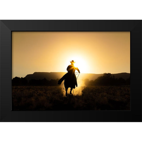 The Cowboy Black Modern Wood Framed Art Print by Jacob, Matt