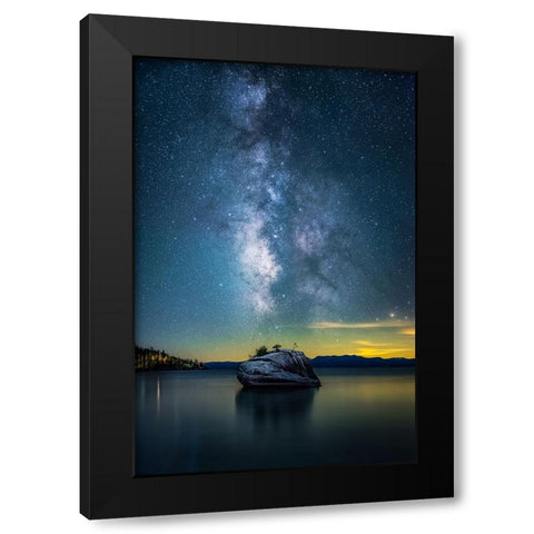 Bonsai Rock Milky Way Black Modern Wood Framed Art Print with Double Matting by Chen, Jiong