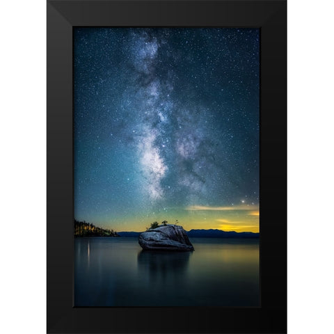 Bonsai Rock Milky Way Black Modern Wood Framed Art Print by Chen, Jiong