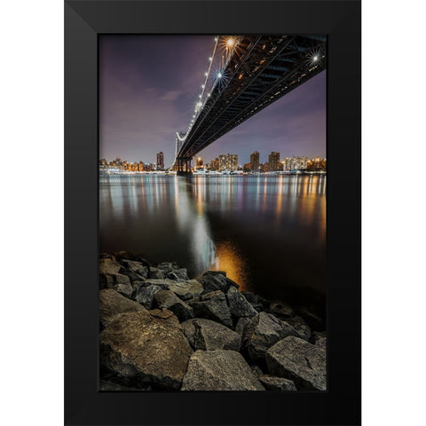 Under the bridge Black Modern Wood Framed Art Print by Jubic, Srecko