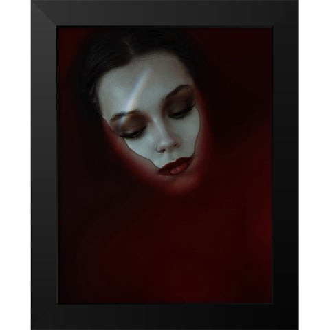 Red Moon Black Modern Wood Framed Art Print by Hasanian, Yasin