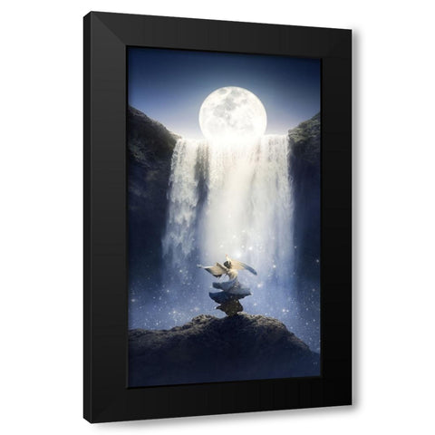 Dance under the moon Black Modern Wood Framed Art Print with Double Matting by Pu, Can