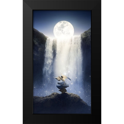 Dance under the moon Black Modern Wood Framed Art Print by Pu, Can