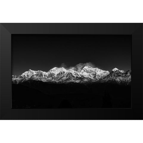 Mt. KANCHENDZONGHA Black Modern Wood Framed Art Print by Sheel, Avijit