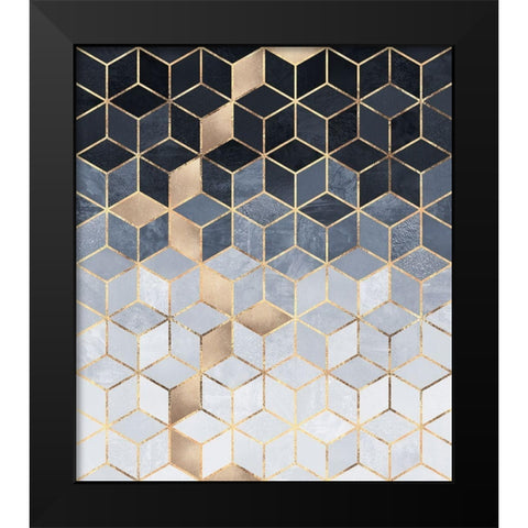 Soft Blue Gradient Cubes Black Modern Wood Framed Art Print by Fredriksson, Elisabeth
