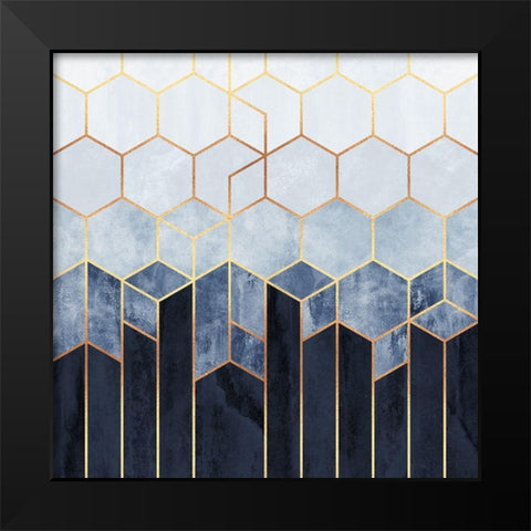 Soft Blue Hexagons Black Modern Wood Framed Art Print by Fredriksson, Elisabeth