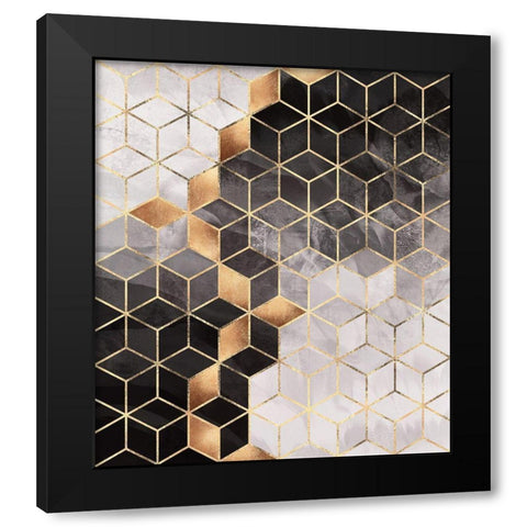 Smoky Cubes Black Modern Wood Framed Art Print with Double Matting by Fredriksson, Elisabeth