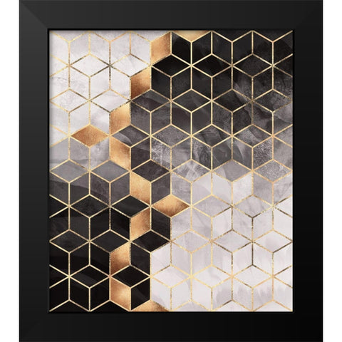 Smoky Cubes Black Modern Wood Framed Art Print by Fredriksson, Elisabeth