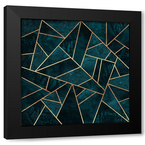 Deep Teal Stone Black Modern Wood Framed Art Print by Fredriksson, Elisabeth