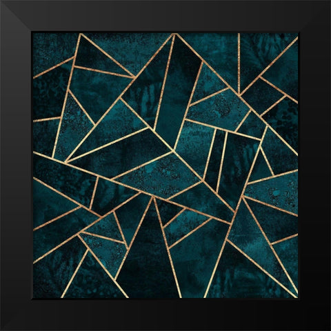 Deep Teal Stone Black Modern Wood Framed Art Print by Fredriksson, Elisabeth