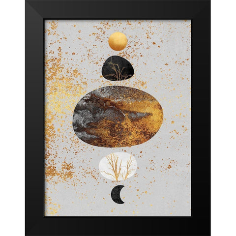 Sun And Moon Black Modern Wood Framed Art Print by Fredriksson, Elisabeth