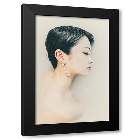 Milky white Black Modern Wood Framed Art Print by Sangan, Kurosaki