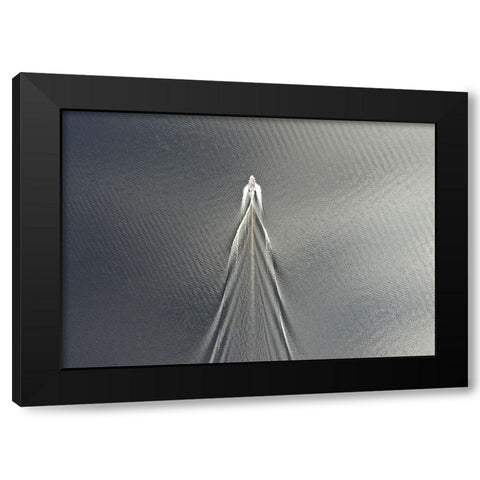 Usain Boat Black Modern Wood Framed Art Print with Double Matting by Cederberg, Marcus