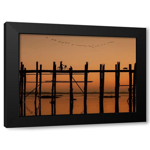 Ubein Bridge Black Modern Wood Framed Art Print with Double Matting by Yilman, Gulsen