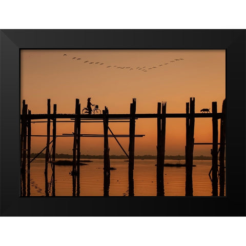 Ubein Bridge Black Modern Wood Framed Art Print by Yilman, Gulsen