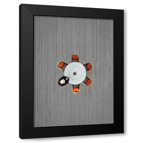 Lonely lunch Black Modern Wood Framed Art Print with Double Matting by Cederberg, Marcus