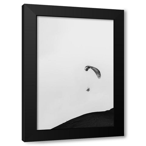 Paragliding Black Modern Wood Framed Art Print with Double Matting by Wang, Bill