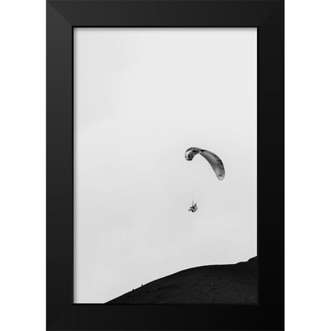 Paragliding Black Modern Wood Framed Art Print by Wang, Bill