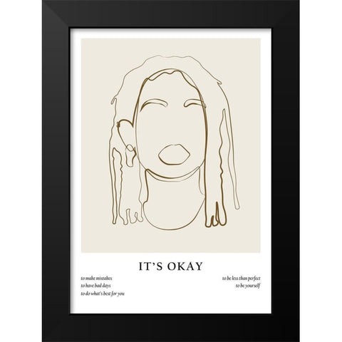 Woman line portrait Black Modern Wood Framed Art Print by NKTN