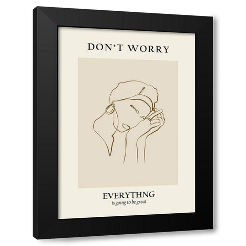 Modern line portrait Black Modern Wood Framed Art Print by NKTN