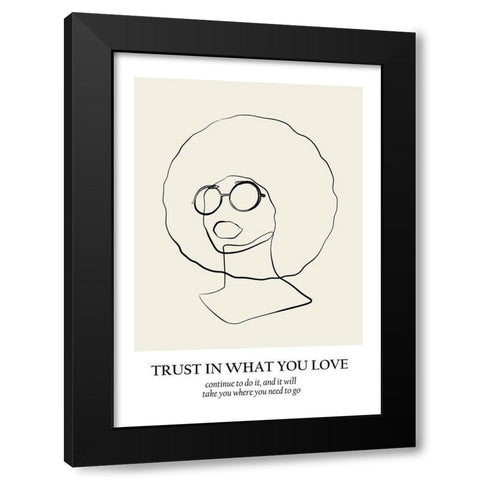Line art Black Modern Wood Framed Art Print with Double Matting by NKTN