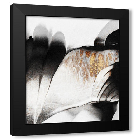 Gold Veins Black Modern Wood Framed Art Print with Double Matting by Fredriksson, Elisabeth