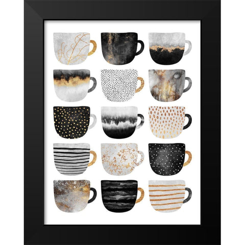 Pretty Coffee Cups Black Modern Wood Framed Art Print by Fredriksson, Elisabeth