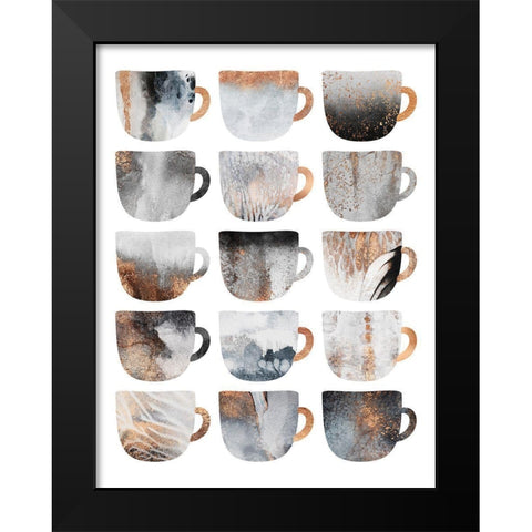 Dreamy Coffee Cups Black Modern Wood Framed Art Print by Fredriksson, Elisabeth