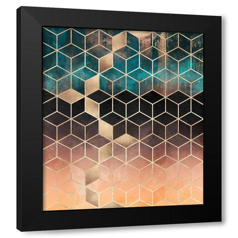 Ombre Dream Cubes Black Modern Wood Framed Art Print with Double Matting by Fredriksson, Elisabeth