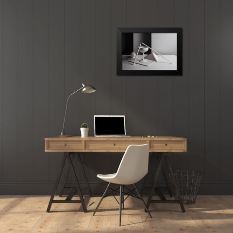 qWhite and blackq Black Modern Wood Framed Art Print by Popov, Evgeniy