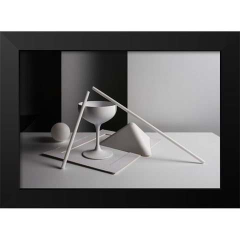 qWhite and blackq Black Modern Wood Framed Art Print by Popov, Evgeniy