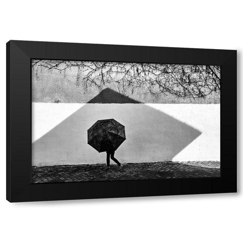 Shadow Geometry Black Modern Wood Framed Art Print by Pirvulescu, Panfil