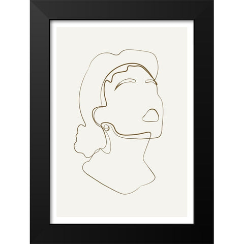 Abstract Face Line Art Black Modern Wood Framed Art Print by NKTN