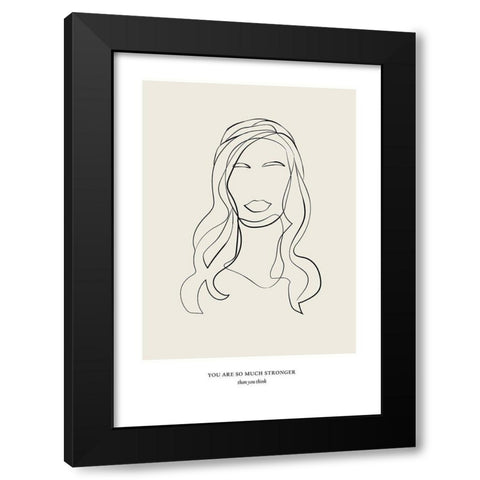 Modern Line Art Black Modern Wood Framed Art Print with Double Matting by NKTN