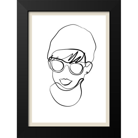 Modern woman line portrait Black Modern Wood Framed Art Print by NKTN