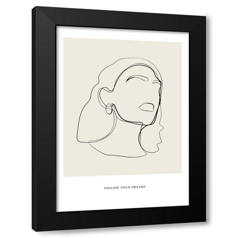 Minimalist Line Art Black Modern Wood Framed Art Print by NKTN