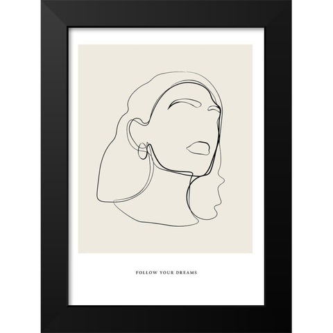 Minimalist Line Art Black Modern Wood Framed Art Print by NKTN