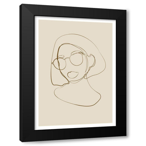Female portrait Black Modern Wood Framed Art Print with Double Matting by NKTN