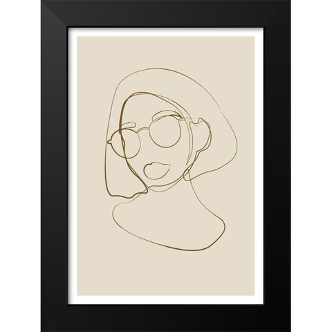Female portrait Black Modern Wood Framed Art Print by NKTN