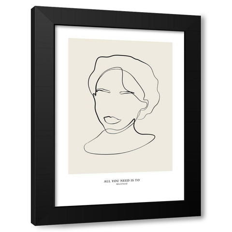 Modern female line art Black Modern Wood Framed Art Print by NKTN