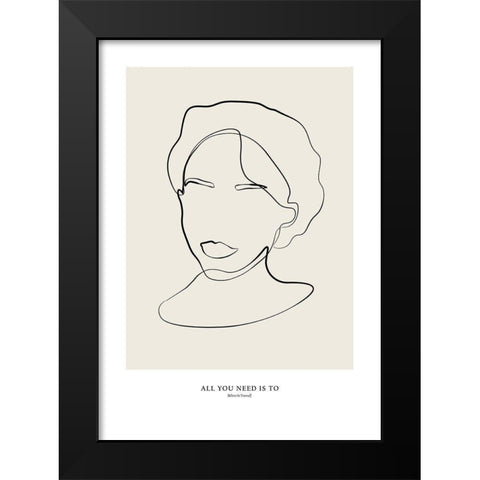 Modern female line art Black Modern Wood Framed Art Print by NKTN
