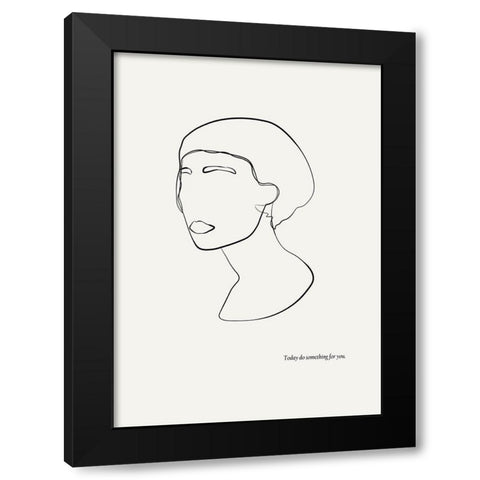 Abstract female portrait Black Modern Wood Framed Art Print with Double Matting by NKTN