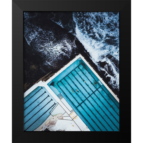 Most Famous Ocean Pool In Australia Black Modern Wood Framed Art Print by Sarfraz, Asad