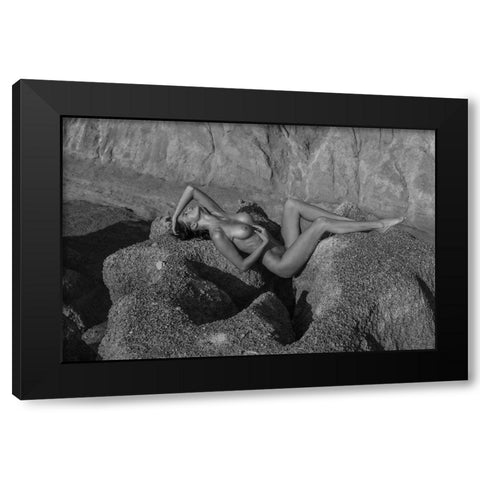 Bed Rock Black Modern Wood Framed Art Print with Double Matting by Chai Telan, Thanakorn