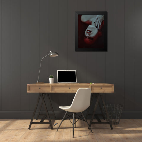 Red Dream Black Modern Wood Framed Art Print by Hasanian, Yasin