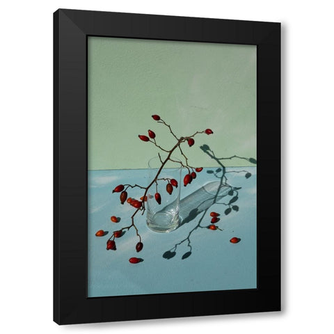 Berries Black Modern Wood Framed Art Print with Double Matting by Basso, Donatella