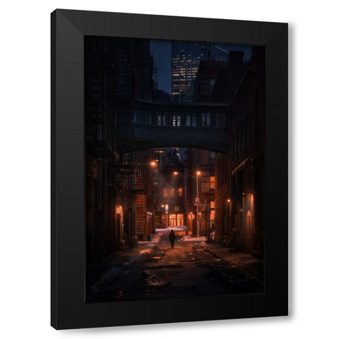 Under The Skybridge Black Modern Wood Framed Art Print with Double Matting by De La, Javier