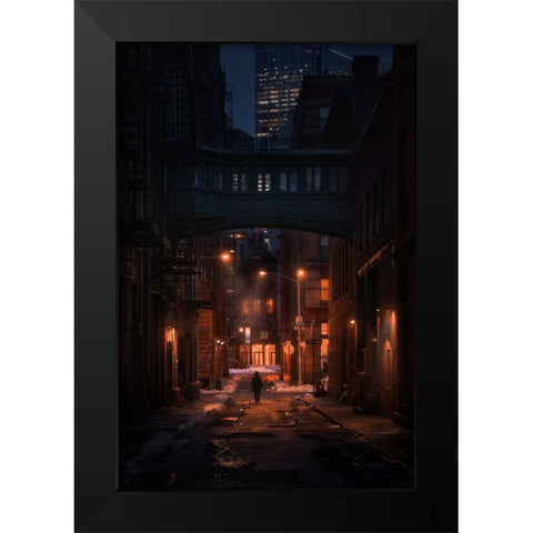 Under The Skybridge Black Modern Wood Framed Art Print by De La, Javier