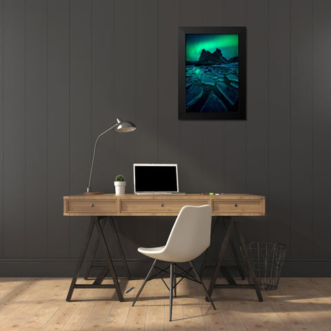Icy Eystrahorn Black Modern Wood Framed Art Print by Kuric EP, Marian