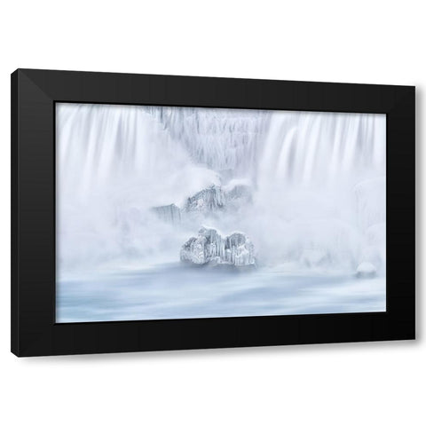 The frozen islands under the Waterfalls Black Modern Wood Framed Art Print by Lu, Ling